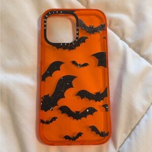 Casetify Orange Halloween Bat Glitter Phone Case